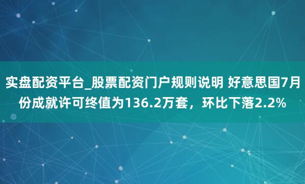 实盘配资平台_股票配资门户规则说明 好意思国7月份成就许可终值为136.2万套，环比下落2.2%